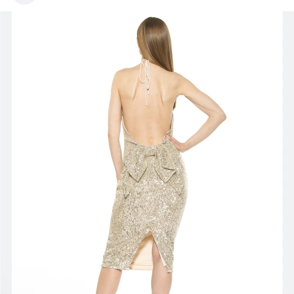 Alexia Admor Gold Sequin Halter Midi Dress - Picture 2 of 6